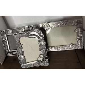 Pewter Frames  Beach Ocean Sun Seahorse  Lot Of 3
